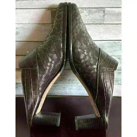 Brighton Tryst Women's 9.5 M Brown Leather Slip-On Woven Slide Heels Mules - Picture 7 of 12